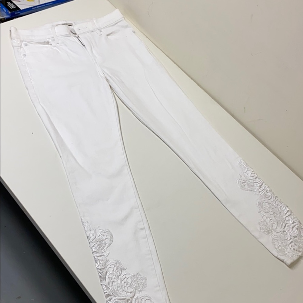 DEX white lace skinny jeans